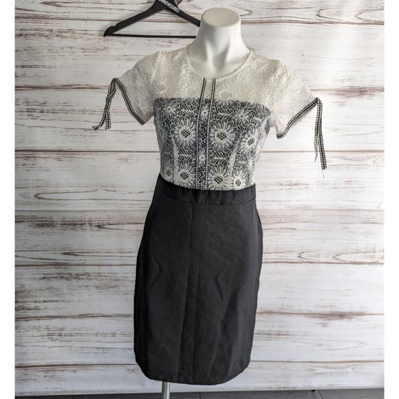 Gumac Floral Lace Black and White Dress - Picture 1 of 4